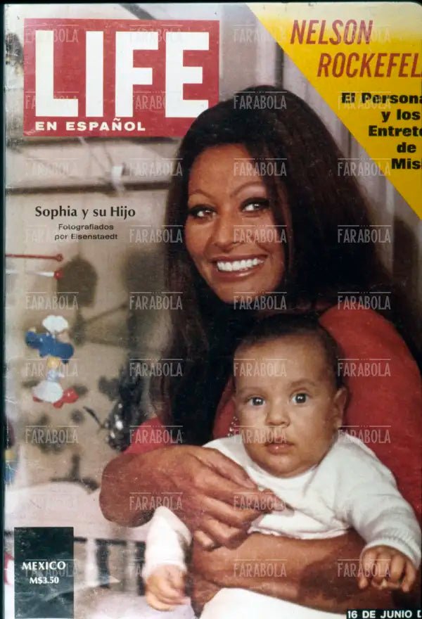 Sophia Loren con il figlio Edoardo Ponti, Copertina di Life, 1973