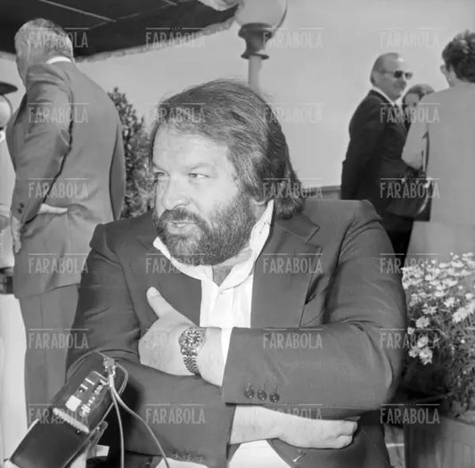 Bud Spencer alla festa della Titanus, Terrazza Martini, Milano, 1975