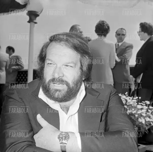 Bud Spencer alla festa della Titanus, Terrazza Martini, Milano, 1975