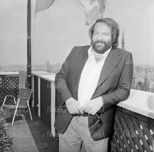 Bud Spencer alla festa della Titanus, Terrazza Martini, Milano, 1975