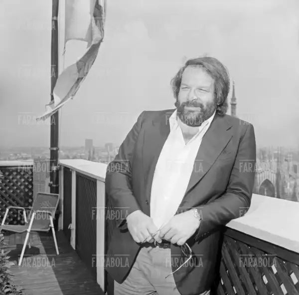 Bud Spencer alla festa della Titanus, Terrazza Martini, Milano, 1975
