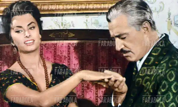 Sophia Loren e Vittorio De Sica in Pane, amore e..., Film Un sorriso, uno schiaffo, un bacio in bocca, 1976