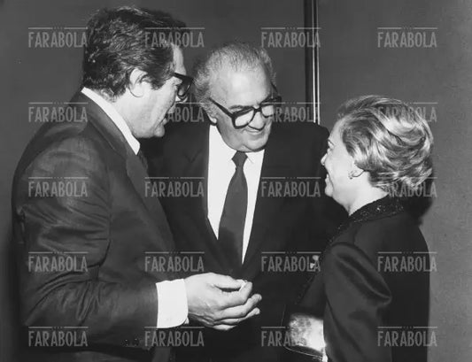 Marcello Mastroianni, Federico Fellini e Giulietta Masina, Milano, 1983