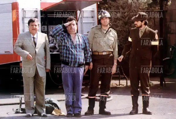 Villaggio, Banfi, De Sica e Tognazzi, film I pompieri, 1985