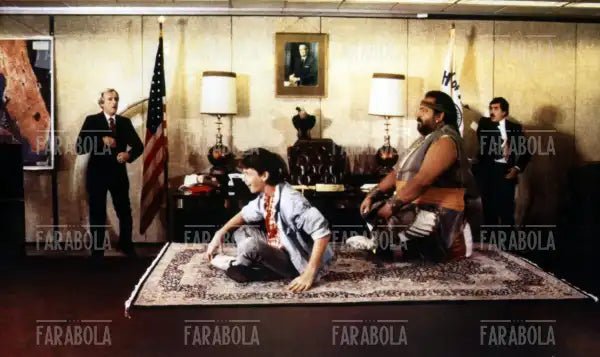 Luca Venantini e Bud Spencer, film Superfantagenio, 1986