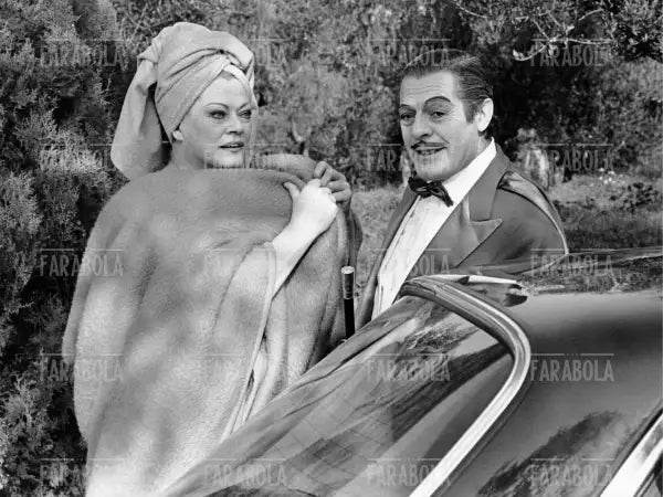 Anita Ekberg e Marcello Mastroianni in una scena del film L'intervista, 1987