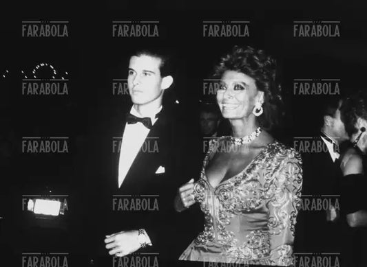 Sophia Loren e il figlio Edoardo Ponti, Ballo di beneficenza, Hollywood, 1990