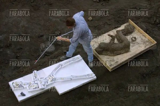 Scheletro di uno schiavo ritrovato negli scavi di Pompei, 1994