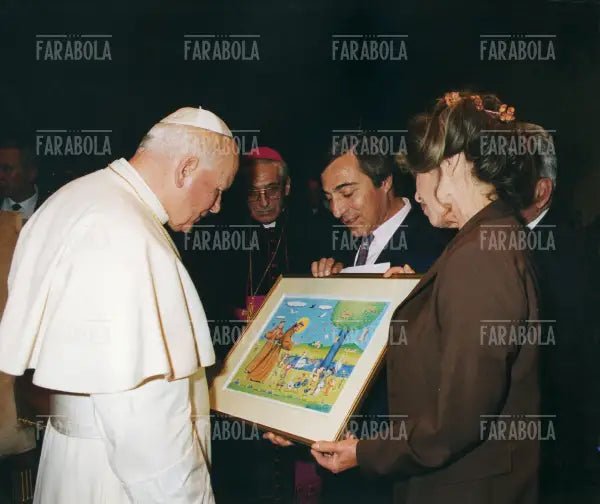 Brigitte Bardot dona un quadro a Giovanni Paolo II, Vaticano, 1995