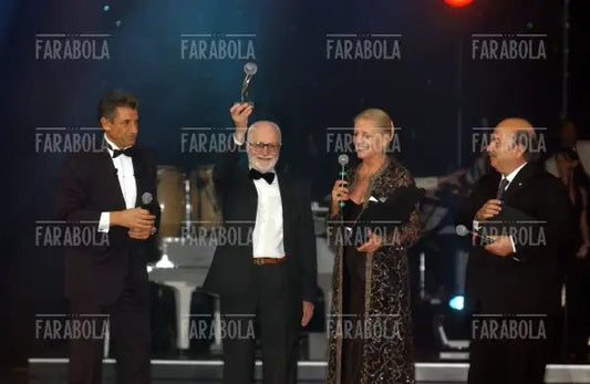 Ezio Greggio, Mario Monicelli, Virna Lisi e Lino Banfi, Festival della Commedia, Montecarlo, 2003