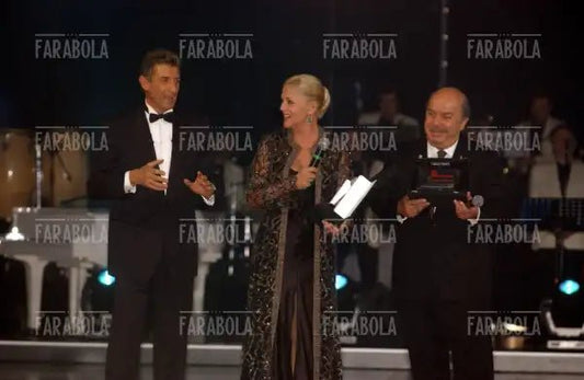 Ezio Greggio, Virna Lisi e Lino Banfi, Festival della Commedia, Montecarlo, 2003