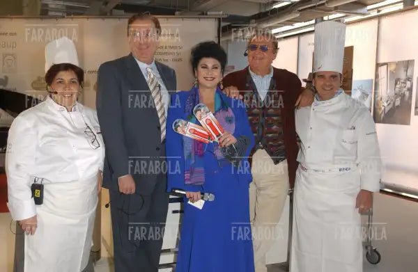 I cuochi con Michele Mirabella, Marisa Laurito e Renzo Arbore, Cucina Live Show, Macef, Milano, 2004