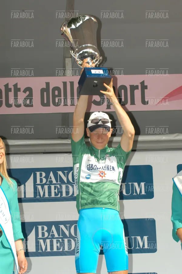 Fabian Wegmann maglia verde, arrivo del Giro d'Italia, Milano, 2004