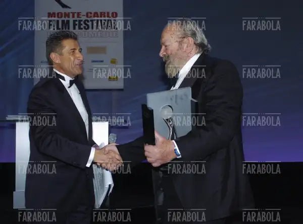 Ezio Greggio si congratula con Bud Spencer, Festival della Commedia, Montecarlo, 2005