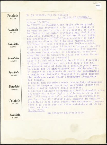 L'edificio Fetta di Polenta a Torino 1956 Ft 4880 - Stampa 24x18 cm