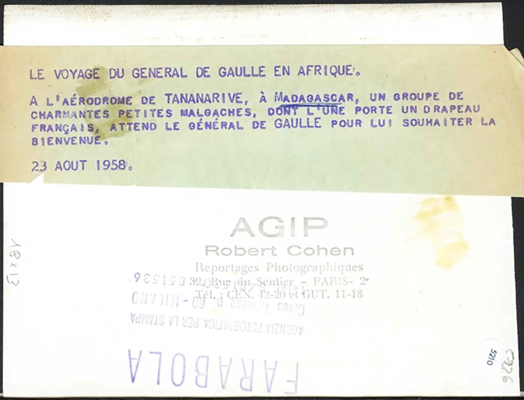 Accoglienza per De Gaulle in Madagascar 1958 Ft 5210 - Stampa 18x13 cm - Farabola Stampa ai sali d'argento