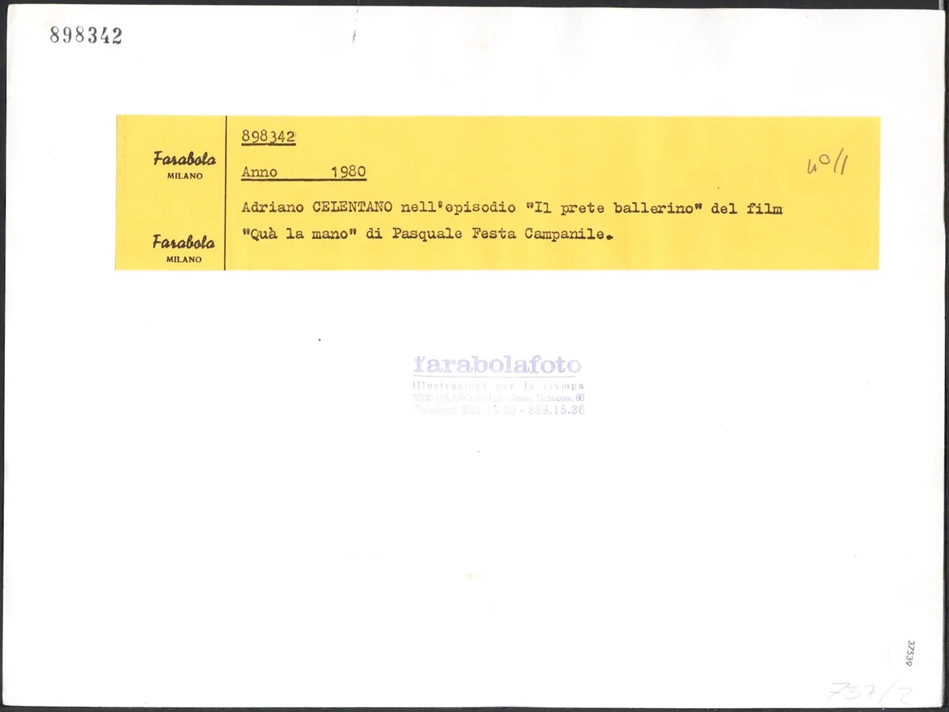 Adriano Celentano 1980 Ft 37539 - Stampa 21x27 cm - Farabola Stampa ai sali d'argento