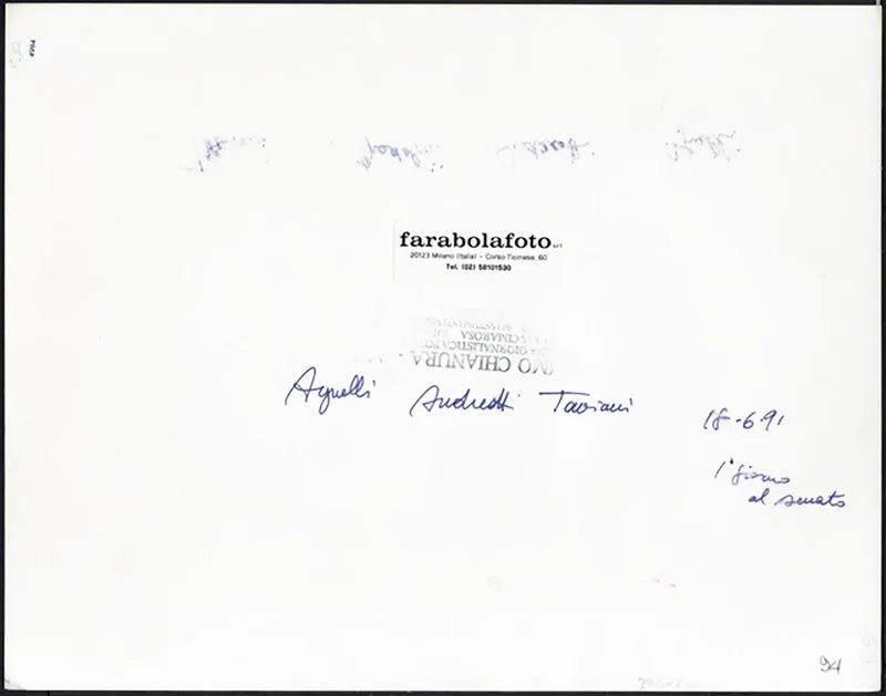 Agnelli, Andreotti e Taviani al Senato 1991 Ft 4984 - Stampa 20x30 cm - Farabola Stampa ai sali d'argento