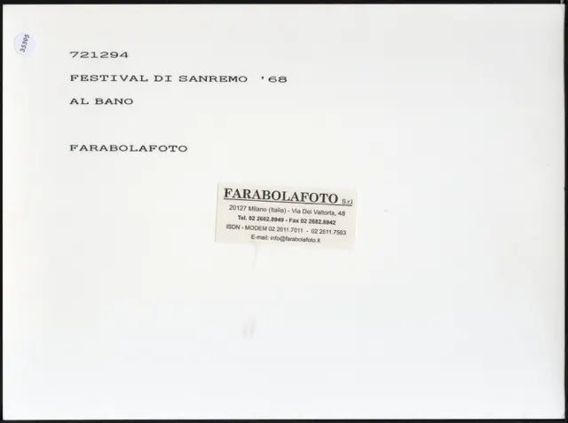 Al Bano Sanremo 1968 Ft 35595 - Stampa 24x18 cm - Farabola Stampa ai sali d'argento (anni 90)