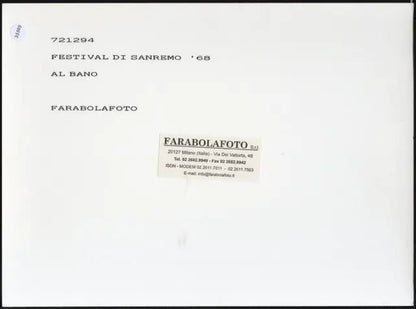 Al Bano Sanremo 1968 Ft 35595 - Stampa 24x18 cm - Farabola Stampa ai sali d'argento (anni 90)