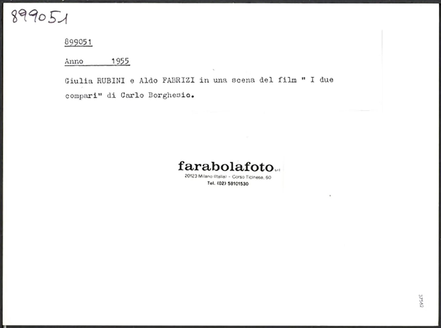Aldo Fabrizi film I due compari 1955 Ft 37562 - Stampa 24x18 cm - Farabola Stampa ai sali d'argento (anni 90)