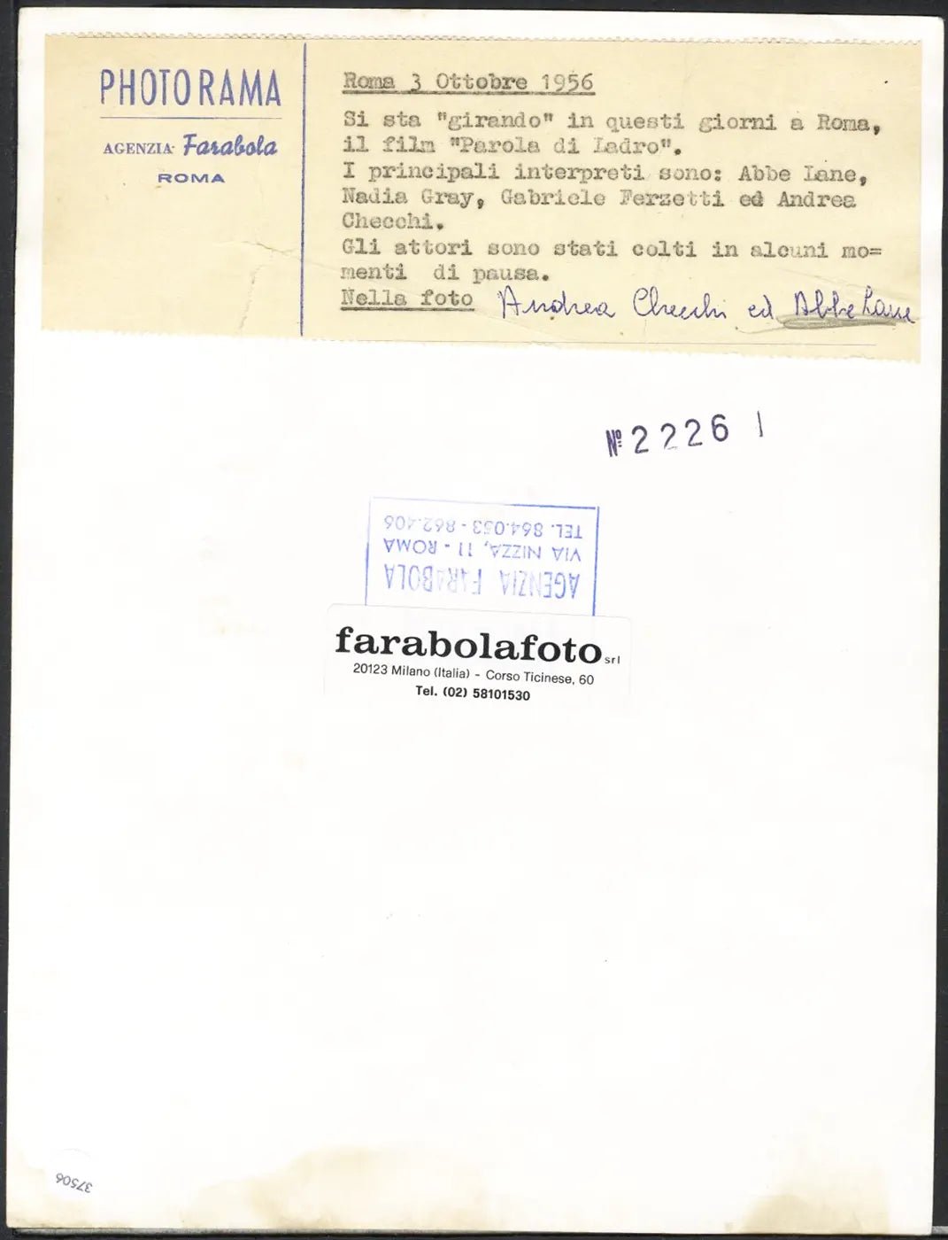 Andrea Checchi e Abbe Lane 1957 Ft 37506 - Stampa 24x18 cm - Farabola Stampa ai sali d'argento