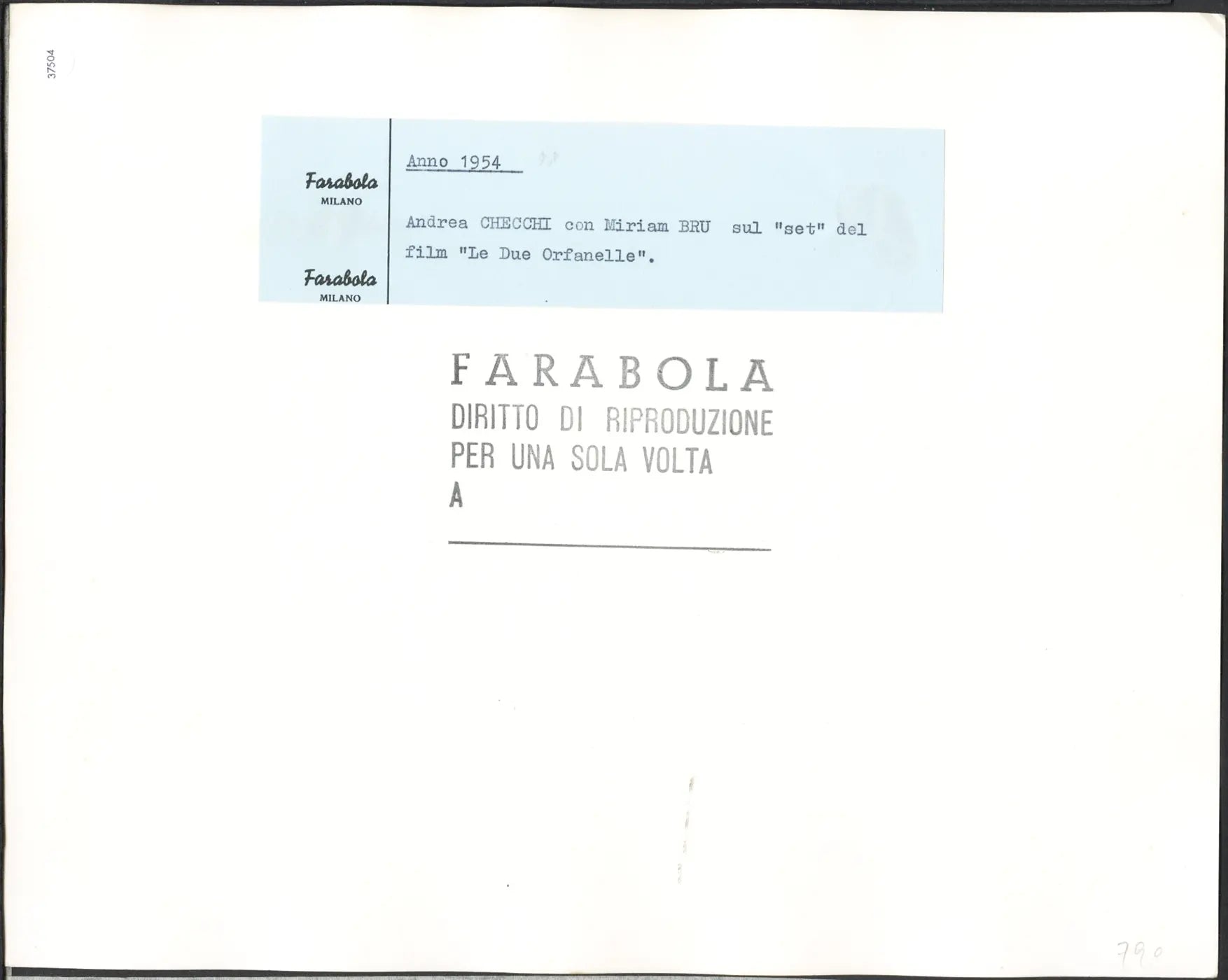 Andrea Checchi e Miriam Bru 1954 Ft 37504 - Stampa 24x30 cm - Farabola Stampa ai sali d'argento