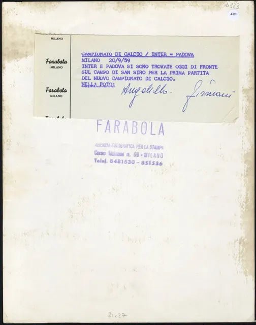 Angelillo e Firmani Inter 1959 Ft 4131 - Stampa 21x27 cm - Farabola Stampa ai sali d'argento