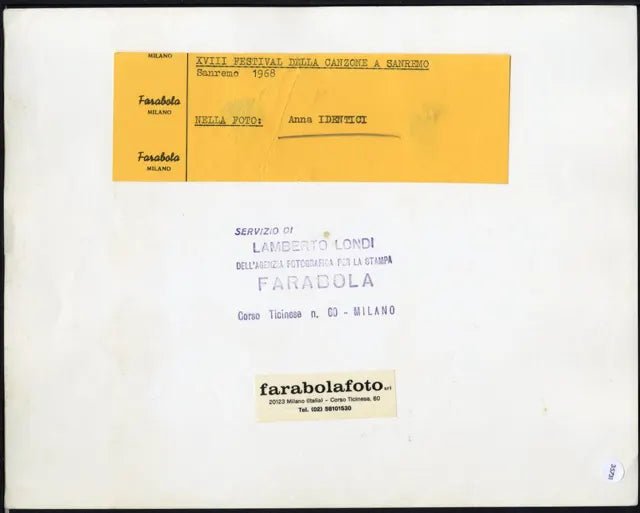 Anna Identici Festival di Sanremo 1968 Ft 35731 - Stampa 21x27 cm - Farabola Stampa ai sali d'argento