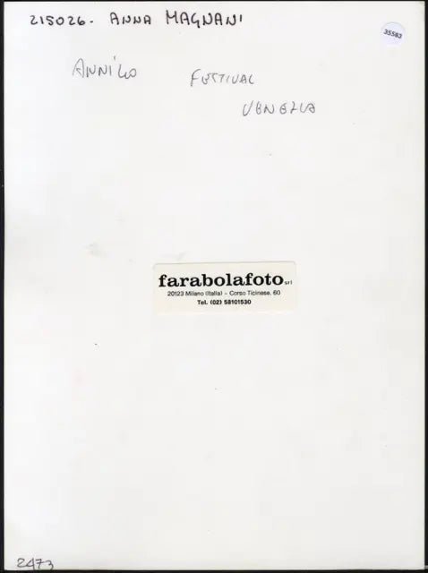 Anna Magnani Festival di Venezia 1956 Ft 35583 - Stampa 24x18 cm - Farabola Stampa ai sali d'argento (anni 90)