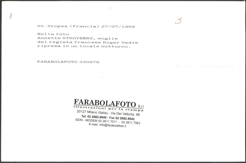 Annette Stroyberg a Saint Tropez 1959 Ft 37425 - Stampa 20x30 cm - Farabola Stampa digitale