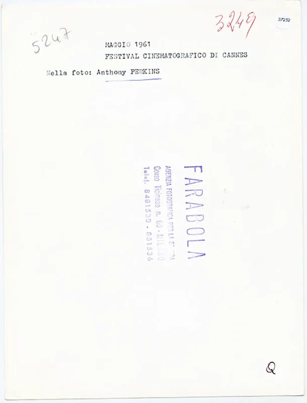 Anthony Perkins Festival di Cannes 1961 Ft 37252 - Stampa 24x18 cm - Farabola Stampa ai sali d'argento