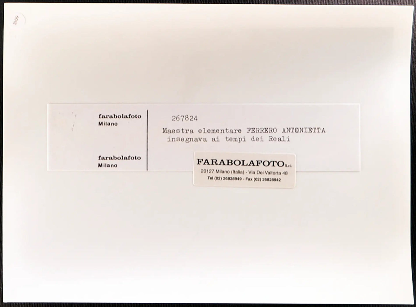 Antonietta Ferrero, maestra anni 50 Ft 3109 - Stampa 24x18 cm - Farabola Stampa ai sali d'argento (anni 90)