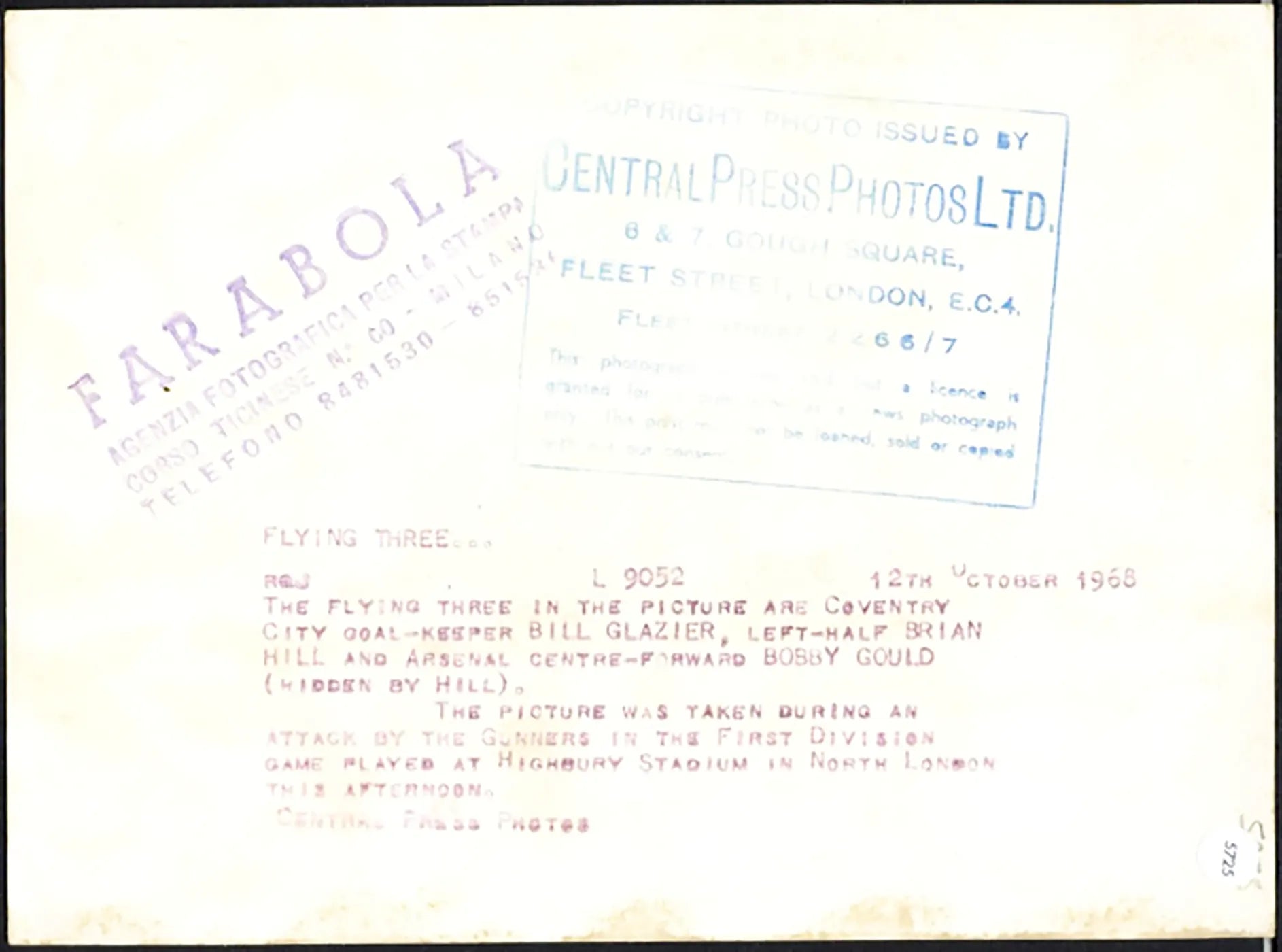 Arsenal vs Coventry City 1968 Ft 5725 - Stampa 21x15 cm - Farabola Stampa ai sali d'argento