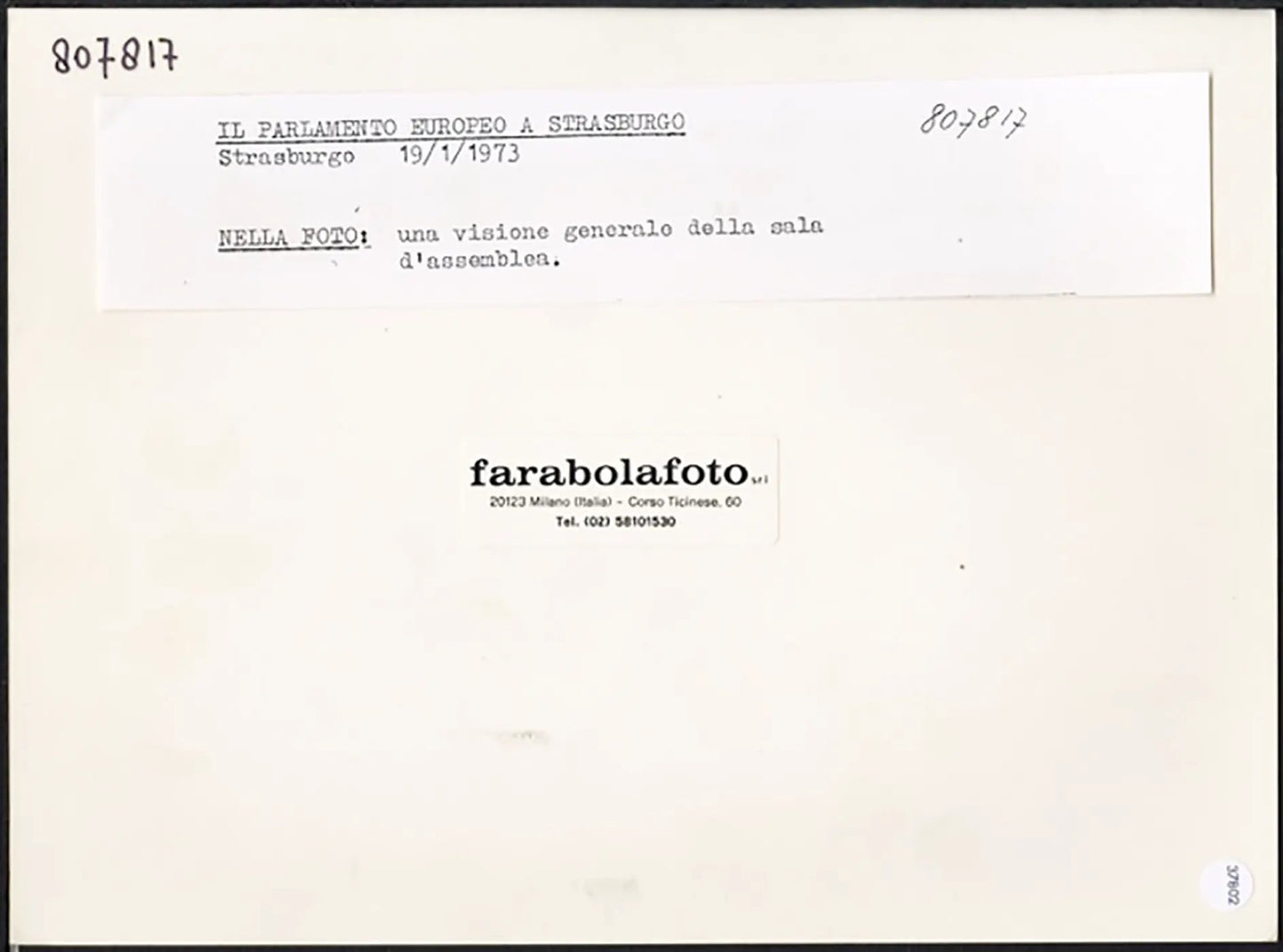 Assemblea al Parlamento Europeo 1973 Ft 37802 - Stampa 24x18 cm - Farabola Stampa ai sali d'argento