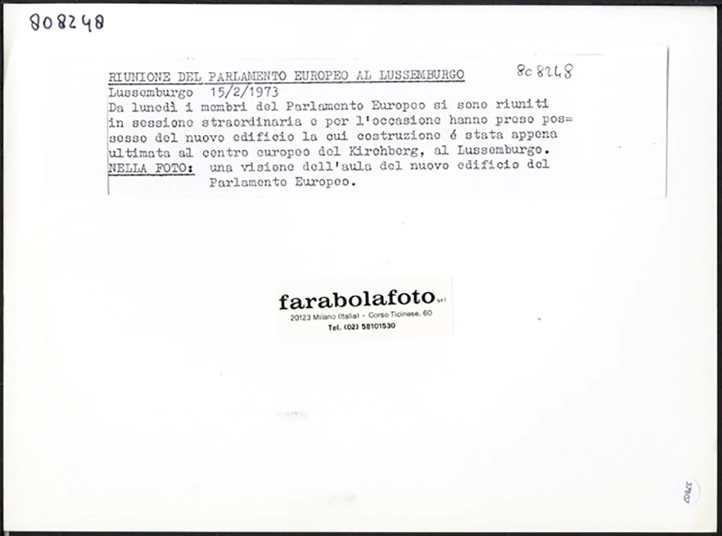 Assemblea al Parlamento Europeo 1973 Ft 37807 - Stampa 24x18 cm - Farabola Stampa ai sali d'argento