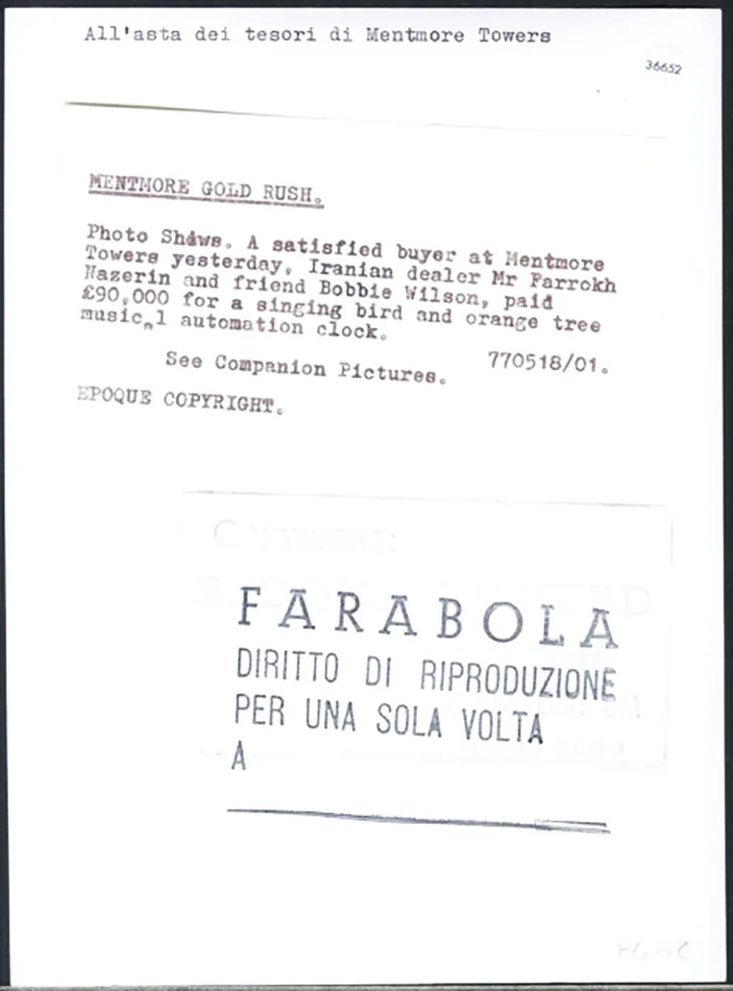 Asta di Mentmore Towers 1977 Ft 36652 - Stampa 20x15 cm - Farabola Stampa ai sali d'argento