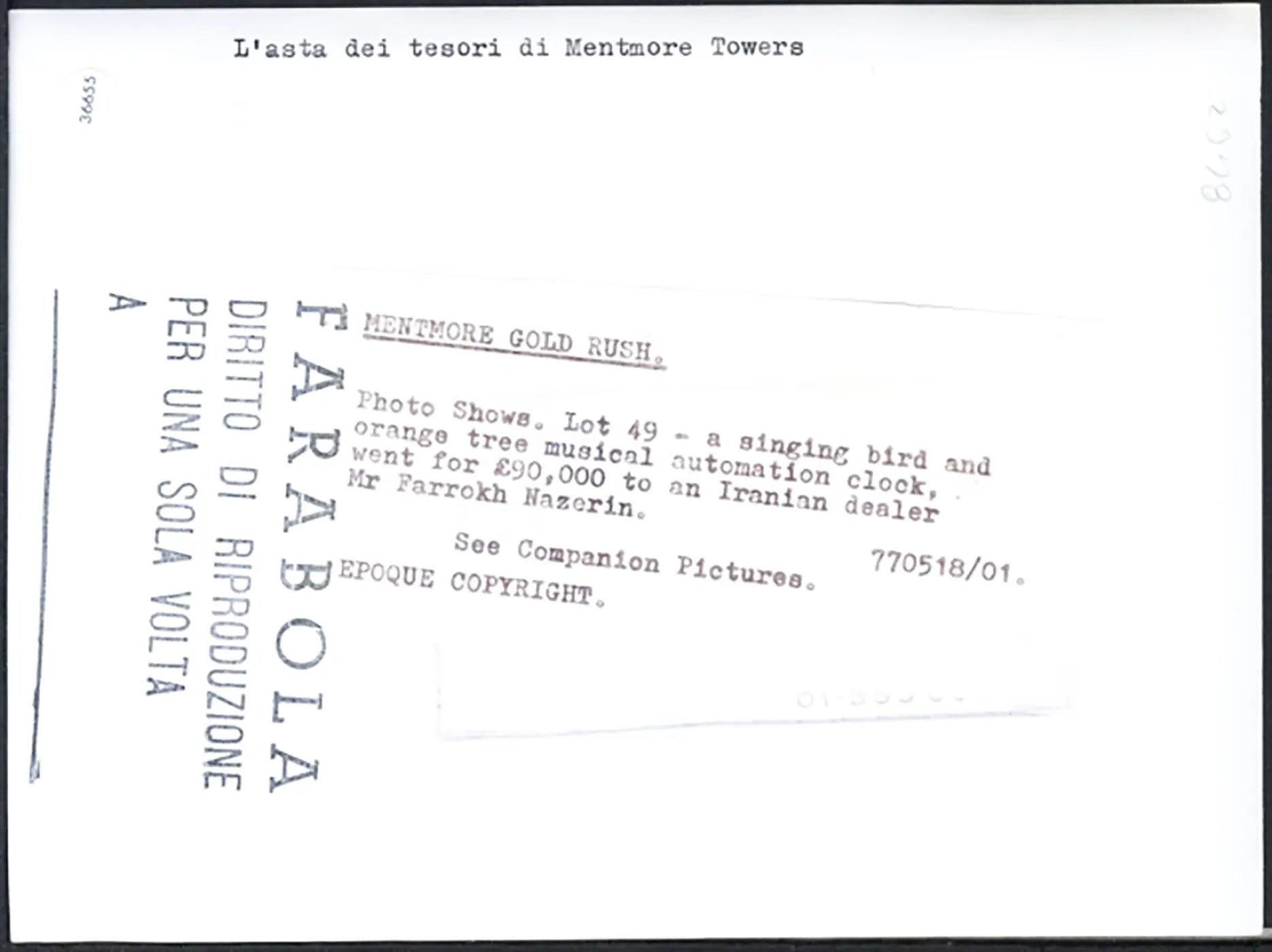 Asta di Mentmore Towers 1977 Ft 36655 - Stampa 20x15 cm - Farabola Stampa ai sali d'argento