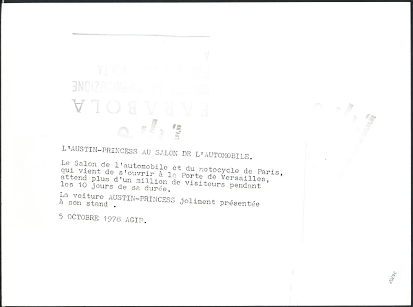 Austin - Princess Salone Auto Parigi 1978 Ft 36707 - Stampa 24x18 cm - Farabola Stampa ai sali d'argento