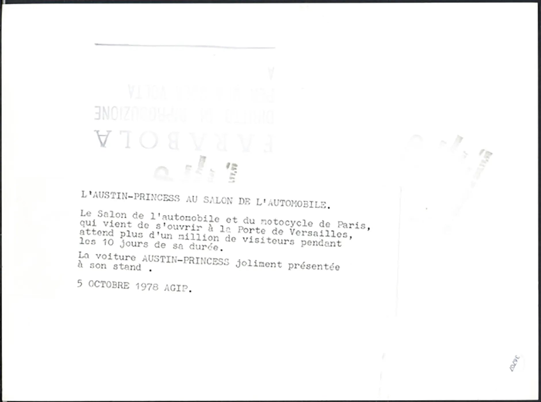 Austin - Princess Salone Auto Parigi 1978 Ft 36707 - Stampa 24x18 cm - Farabola Stampa ai sali d'argento