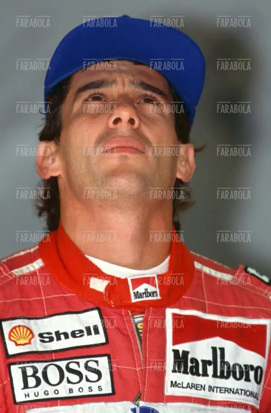 Ayrton Senna, pilota McLaren, 1993 - Farabola Immagine digitale