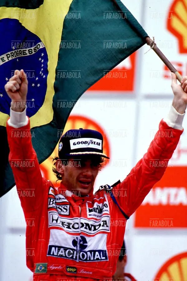 Ayrton Senna vince il Gp del Brasile, 1991 - Farabola Immagine digitale