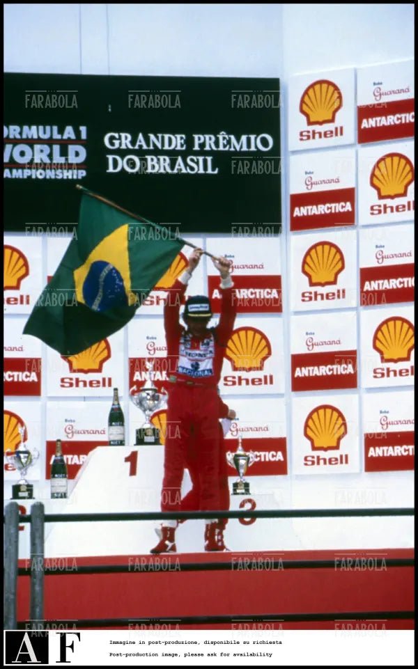 Ayrton Senna vince il Gp del Brasile, 1991 - Farabola Immagine digitale