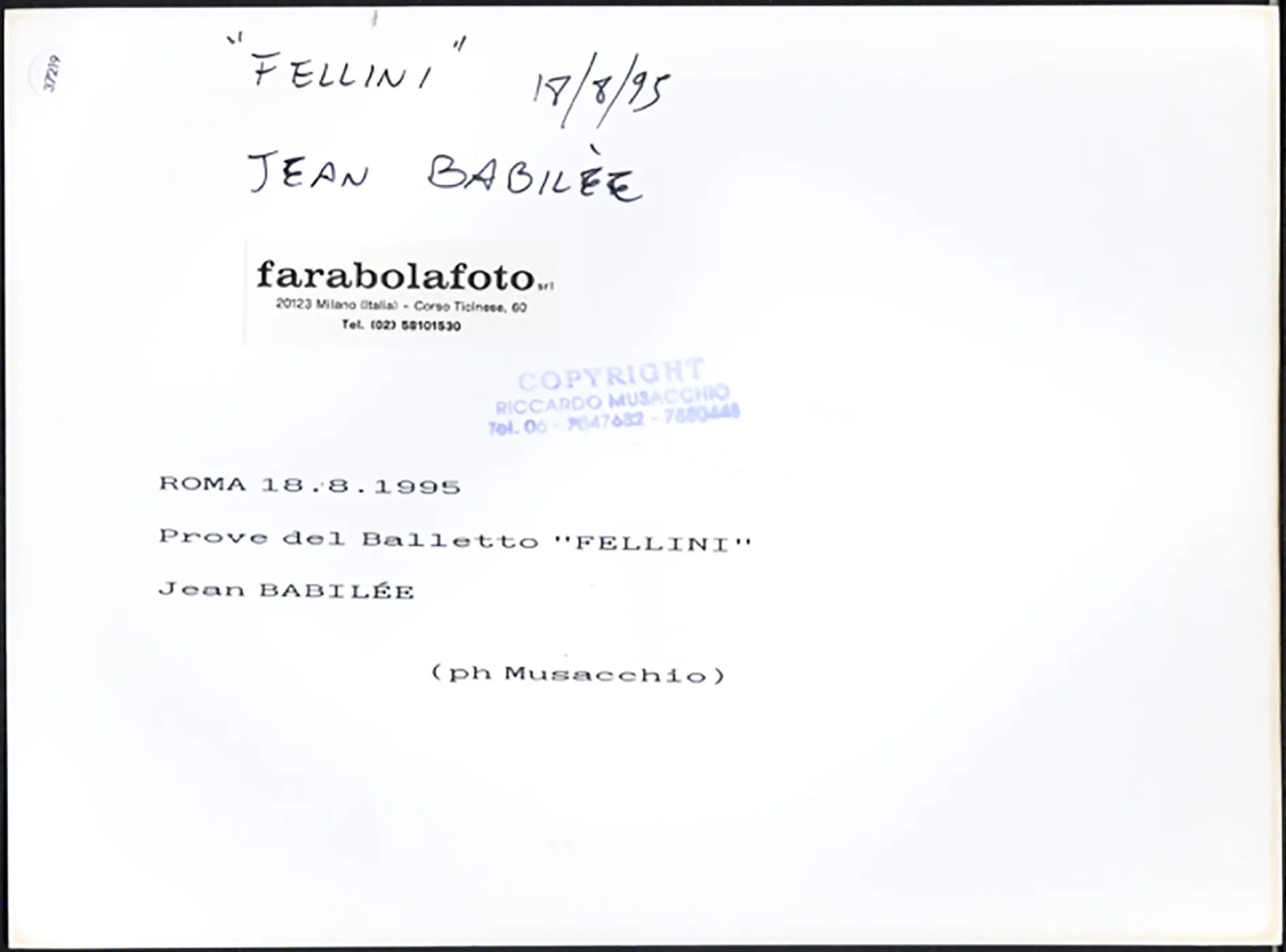 Babilée balletto Fellini 1995 Ft 37219 - Stampa 24x18 cm - Farabola Stampa ai sali d'argento