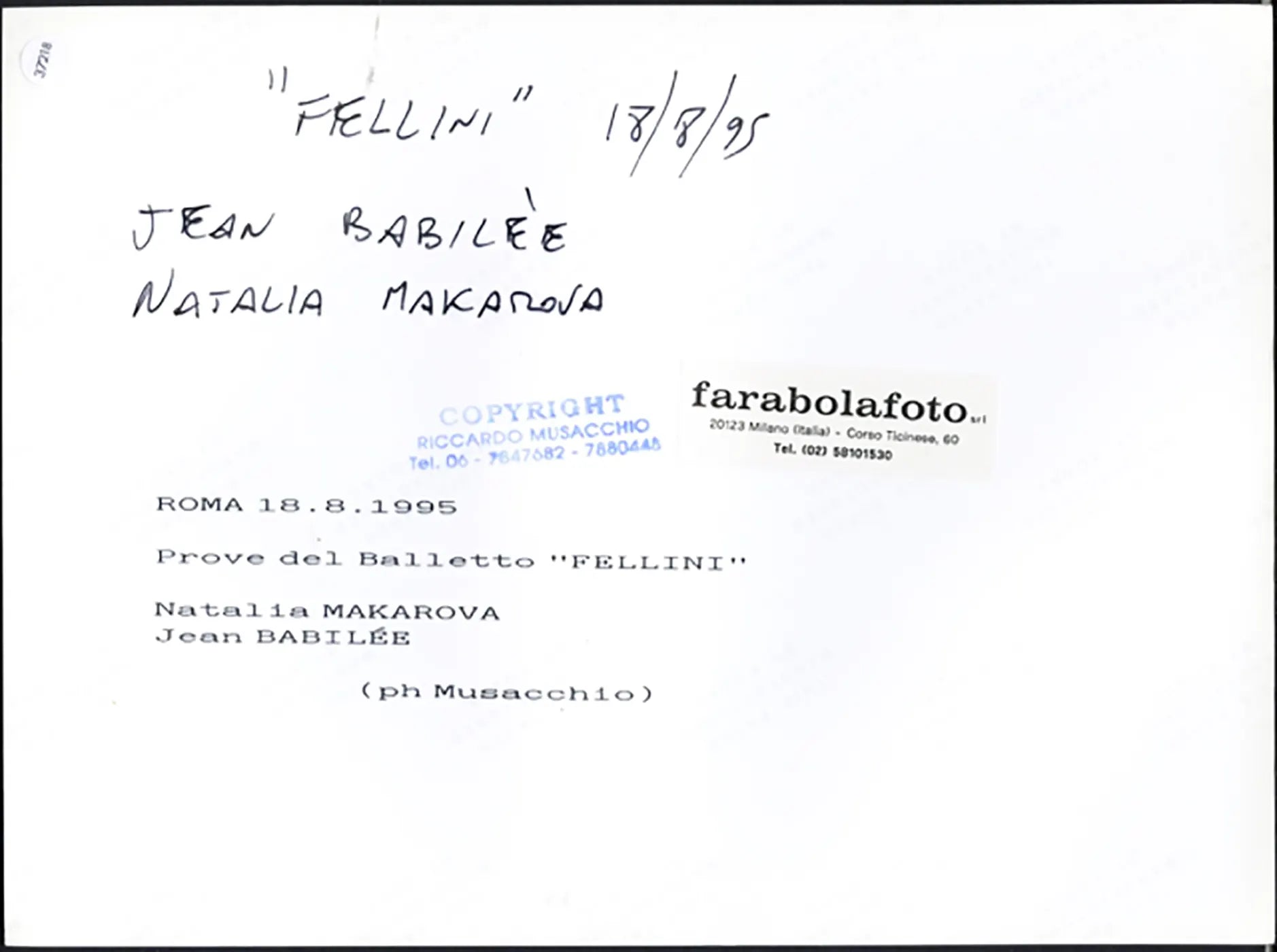 Babilée e Makarova balletto Fellini 1995 Ft 37218 - Stampa 24x18 cm - Farabola Stampa ai sali d'argento