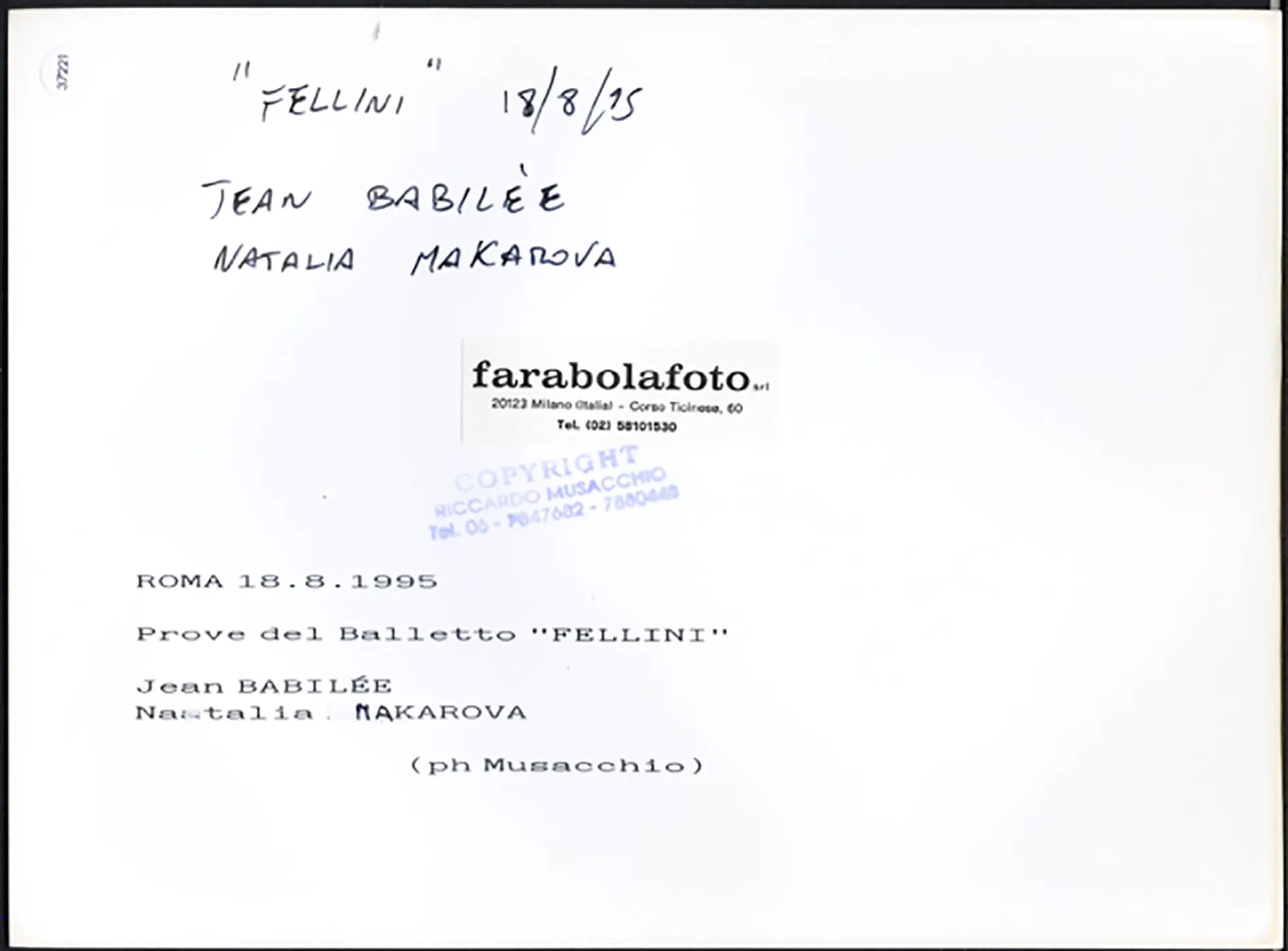 Babilée e Makarova balletto Fellini 1995 Ft 37221 - Stampa 24x18 cm - Farabola Stampa ai sali d'argento