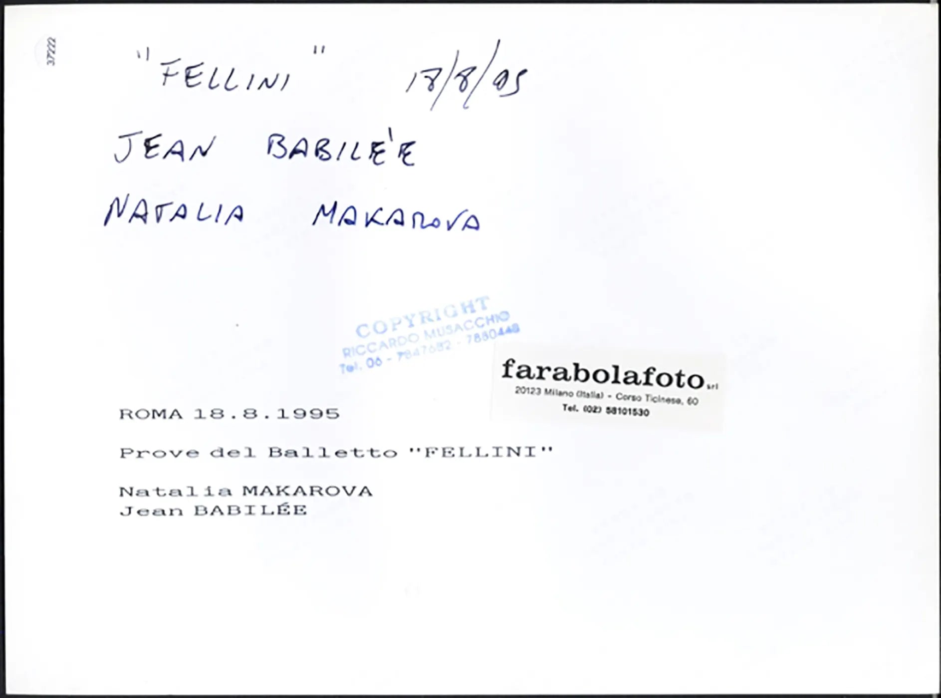 Babilée e Makarova balletto Fellini 1995 Ft 37222 - Stampa 24x18 cm - Farabola Stampa ai sali d'argento