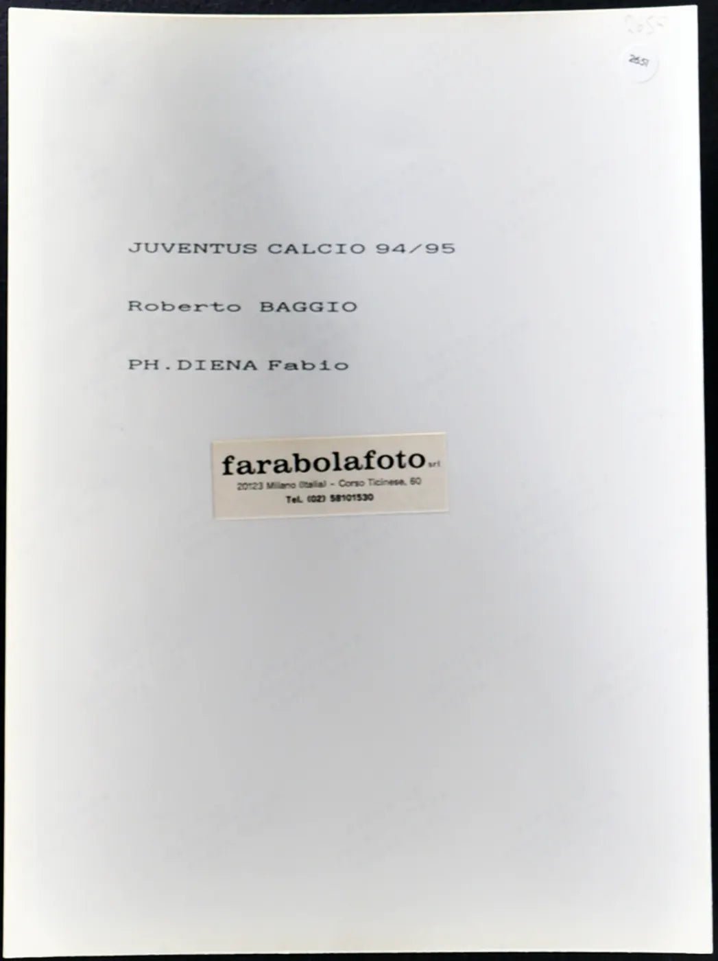 Baggio Juventus 1994-1995 Ft 2651 - Stampa 24x18 cm - Farabola Stampa ai sali d'argento