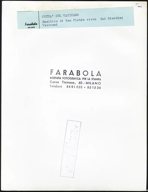 Basilica di San Pietro Roma anni 60 Ft 4993 - Stampa 21x27 cm - Farabola Stampa ai sali d'argento