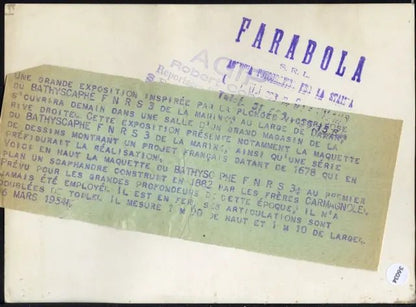 Battiscafo e scafandro in mostra 1954 Ft 36034 - Stampa 21x15 cm - Farabola Stampa ai sali d'argento